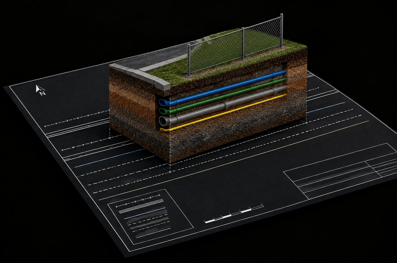 Illustration: a plan sheet and the model rising out of it, for CORE Linework